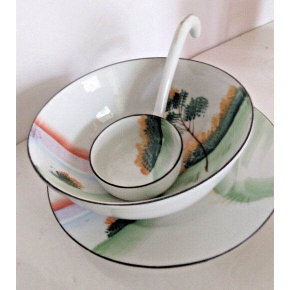 Meito China Japan Hand-Painted Sauce or Condiment Bowl set 1930's - Picture 1 of 12